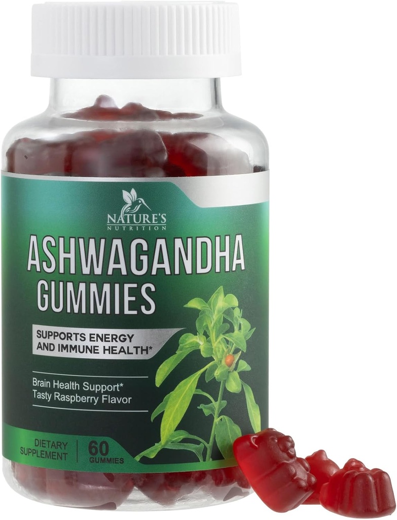 Ashwagandha Gummies 30:1 Extract from 3000mg - Vegan, Plant Based, Non-GMO, Gluten-free & Gelatin Free, Ashwagandha συμπλήρωμα για γυναίκες & άνδρες, φυσική ηρεμία, χαλάρωση, & ανοσοποιητική υποστήριξη, 60 Gummies