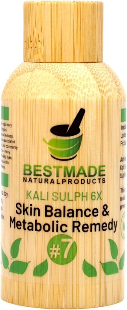 Bestmade Natural Products Kali Sulph 6X – Δερματική Ισορροπία & Μεταβολική Υποστήριξη, Χρήση για Σπυράκια, Ξηρό Δέρμα, Μύτη Runny, Φτάρνισμα & Συνολική Εποχιακή Ευεξία, 350 Πελέτες