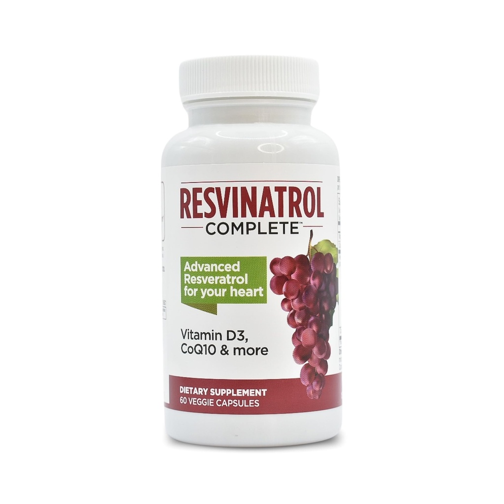 Capsules, 60 Count- Resveratrol Supplement Supports Healthy Aging, Heart Health, and Immune Function with Quercetin, Grape Seed Extract, Vitamin D3 and CoQ10