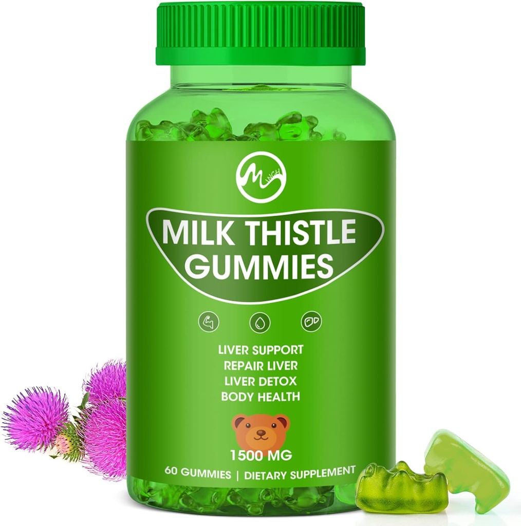 Γαϊδουράγκαθο γάλα, Liver Cleanse Gummy, Organic Liver Detox Συμπληρώματα για άνδρες & γυναίκες - 60 Gummies (60 Count (Pack of 1))