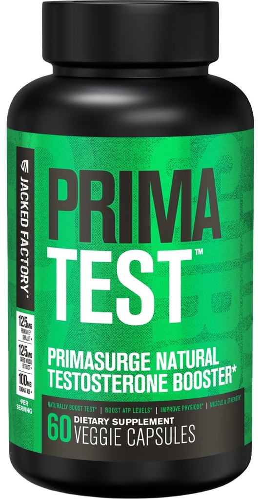 Jacked εργοστάσιο Testosterone Booster για τους άνδρες PRIMASURGE - w/Tongkat Ali, PrimaVie, Ashwagandha - Ενίσχυση ζωτικότητας, μυϊκή ανάπτυξη & ενέργεια 