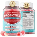 NEVISS Probiotic + Προβιοτική Gummies για ενήλικες & παιδιά 4+, Χωρίς ζάχαρη Chewable 50 Billion CFUs w/Fiber, Βιταμίνη B1 B2 D3 & ψευδάργυρος, για Digestive & Gut Health, Boost Microflora Diversity, 60 Cts