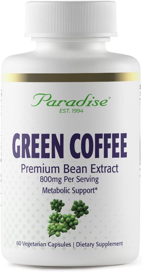 Παραδεισένια Βότανα Πράσινο Coffee Bean, Active Whole Spectrum Extract, Super Poent, Ultra Pure, Vegan, Gluten Free, Non-GMO, 60 Count