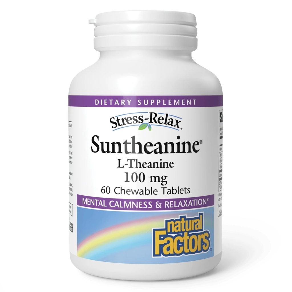 Φυσικοί Παράγοντες Suntheanine L-Theanine 100 mg - Συμπλήρωμα Υγείας για Calm Outlook - L-Theanine Συμπλήρωμα Υποστηρίζει Χαλαρωτικό Ύπνο & Βοηθήματα κατά της υπνηλίας - 60 Μασώμενα Δισκία (30 Σερβιέτες)