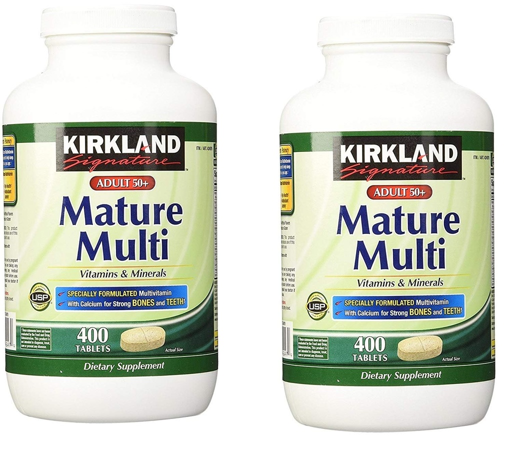 Kirkland Υπογραφή Ενηλίκων 50+ Πολλαπλές Βιταμίνες & Ορυκτά, 400 Δισκία (2 Συσκευασία)