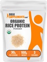 BulkSupplements.com Βιολογική σκόνη πρωτεΐνης ρυζιού - Vegan Plant Protein, Unflavored - Vegan & Gluten Free, 30g per Serving, 100g (3.5 oz) (Pack of 1)