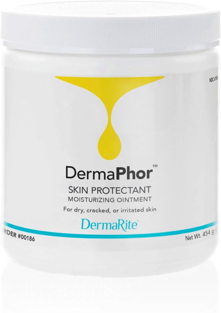 DermaRite DermaPhor Προστατευτικό του δέρματος, Ενυδατική Αλοιφή - Καταπραϋντικά και Ασπίδες Ξηρό, Ρωγισμένο ή Ερεθισμένο Δέρμα, Αρωματισμένο - 16 oz. Βάζο, 1 κόμης