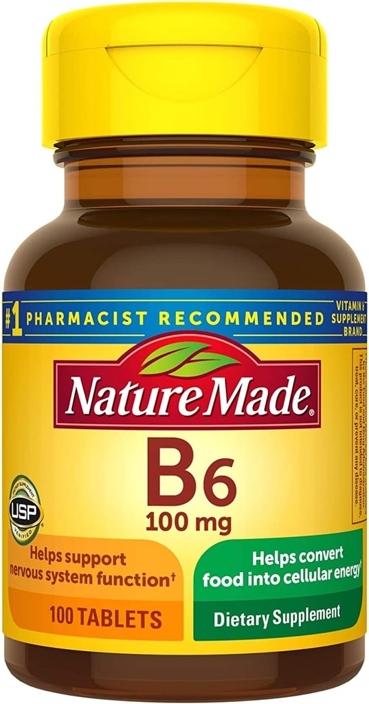 Nature Made Vitamin B-6 100 mg δισκία 100 ea (πακέτο των 4)