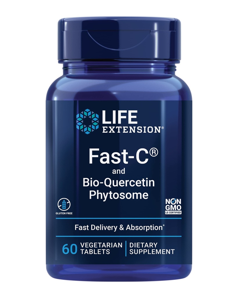 Επέκταση ζωής Fast-C® και Bio-Quercetin®, Γρήγορη παράδοση και απορρόφηση, Βιταμίνη C, Fenugreek, Ανοσολογική υποστήριξη, Μαγνήσιο, Χωρίς γλουτένη, Μη ΓΤΟ, Χορτοφαγικά, 60 δισκία