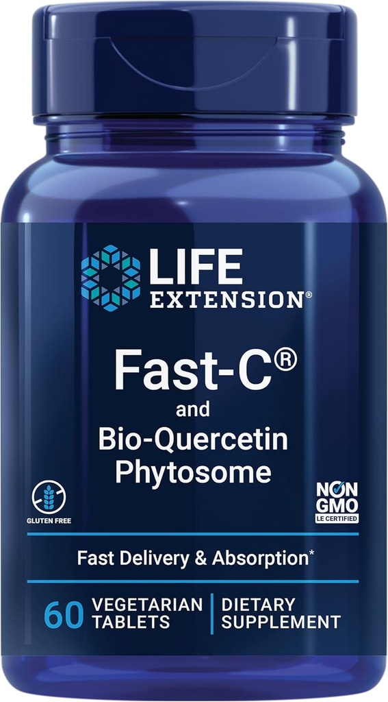 Επέκταση ζωής Fast-C® και Bio-Quercetin®, Γρήγορη παράδοση και απορρόφηση, Βιταμίνη C, Fenugreek, Ανοσολογική υποστήριξη, Μαγνήσιο, Χωρίς γλουτένη, Μη ΓΤΟ, Χορτοφαγικά, 60 δισκία