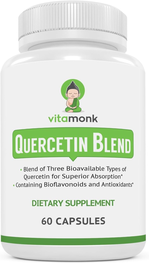 VitaMonk Quercetin Complex - 3 Βιοενεργές μορφές Quercetin - Isoquercetin, Quercetin Dihydrate και Quercetin Phytosome - για Superior Απορρόφηση - Quercetin 500mg Κάψουλες - Quercetin με Bromelain
