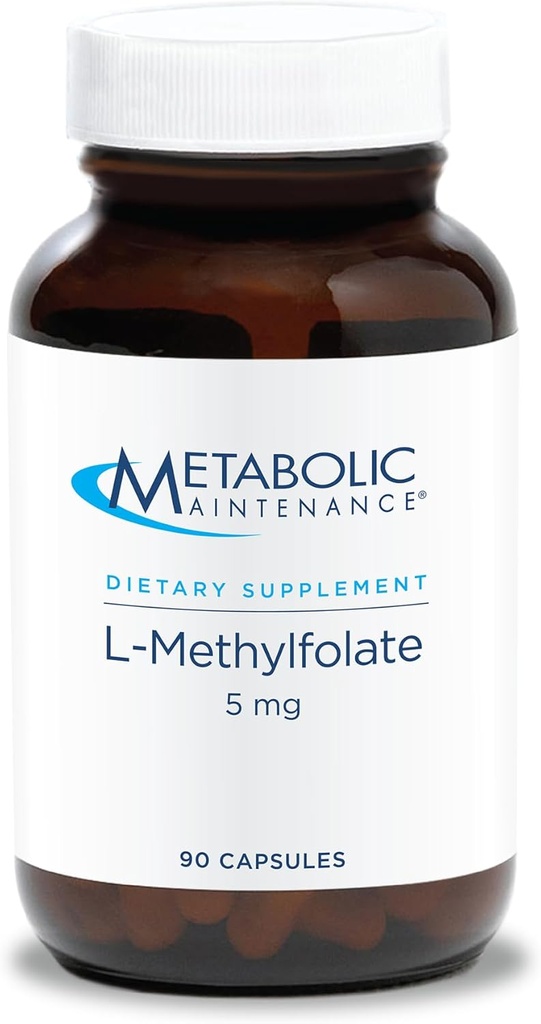 Μεταβολική Συντήρηση L- Methylfolate 5 mg - L Folate μεθύλιο, συμπλήρωμα μεθυλοφολικού οξέος για γυναίκες & άνδρες, μεθυλιωμένη βιταμίνη B9 (5- MTHF) για την υγεία του εγκεφάλου, την εστίαση, και την ηρεμία - 90 κάψουλες (Pack of 1)