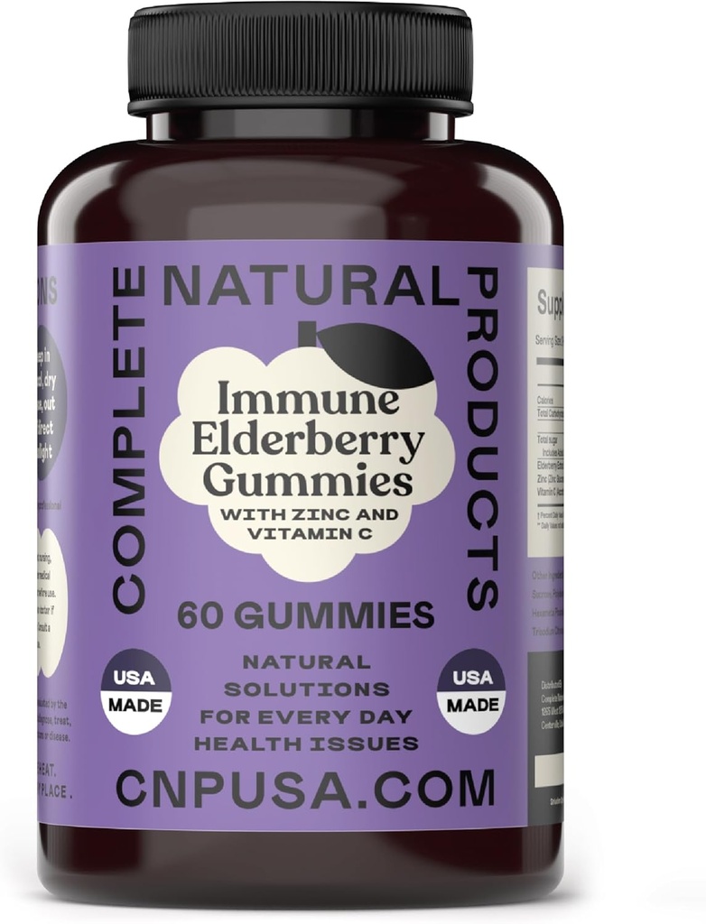 Gummys Elderberry - 60 Count Natural με ψευδάργυρο, βιταμίνη C, & Elderberry (Sambucas)