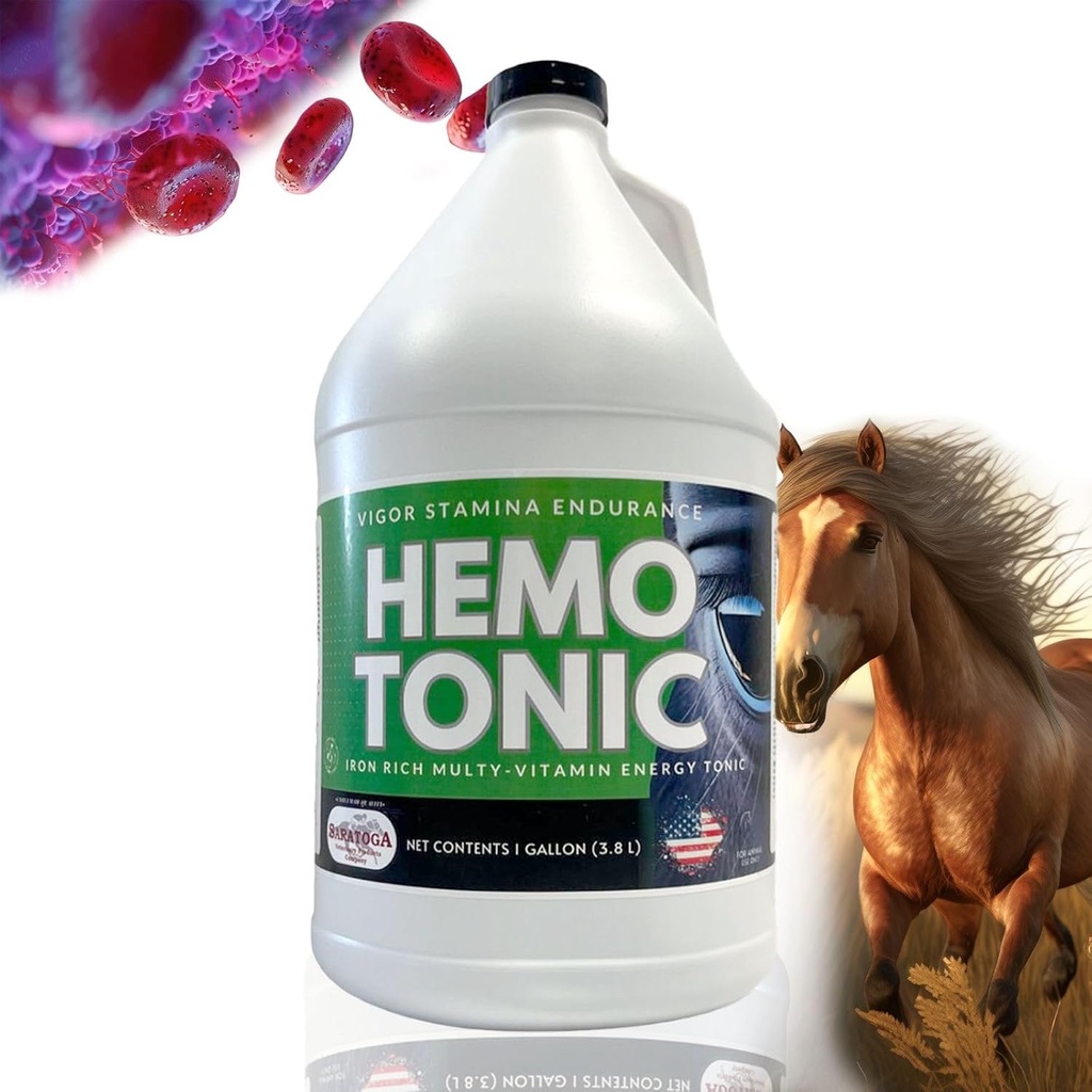 Hemotonic - Σιδερένιο πλούσιο σε πολυ-βιταμίνες ενέργειας τονωτική δύναμη συσκευασμένο Blood Builder & Energy Revitalizer για τα άλογα από Saratoga κτηνιατρικό προϊόν (1 Gallon)