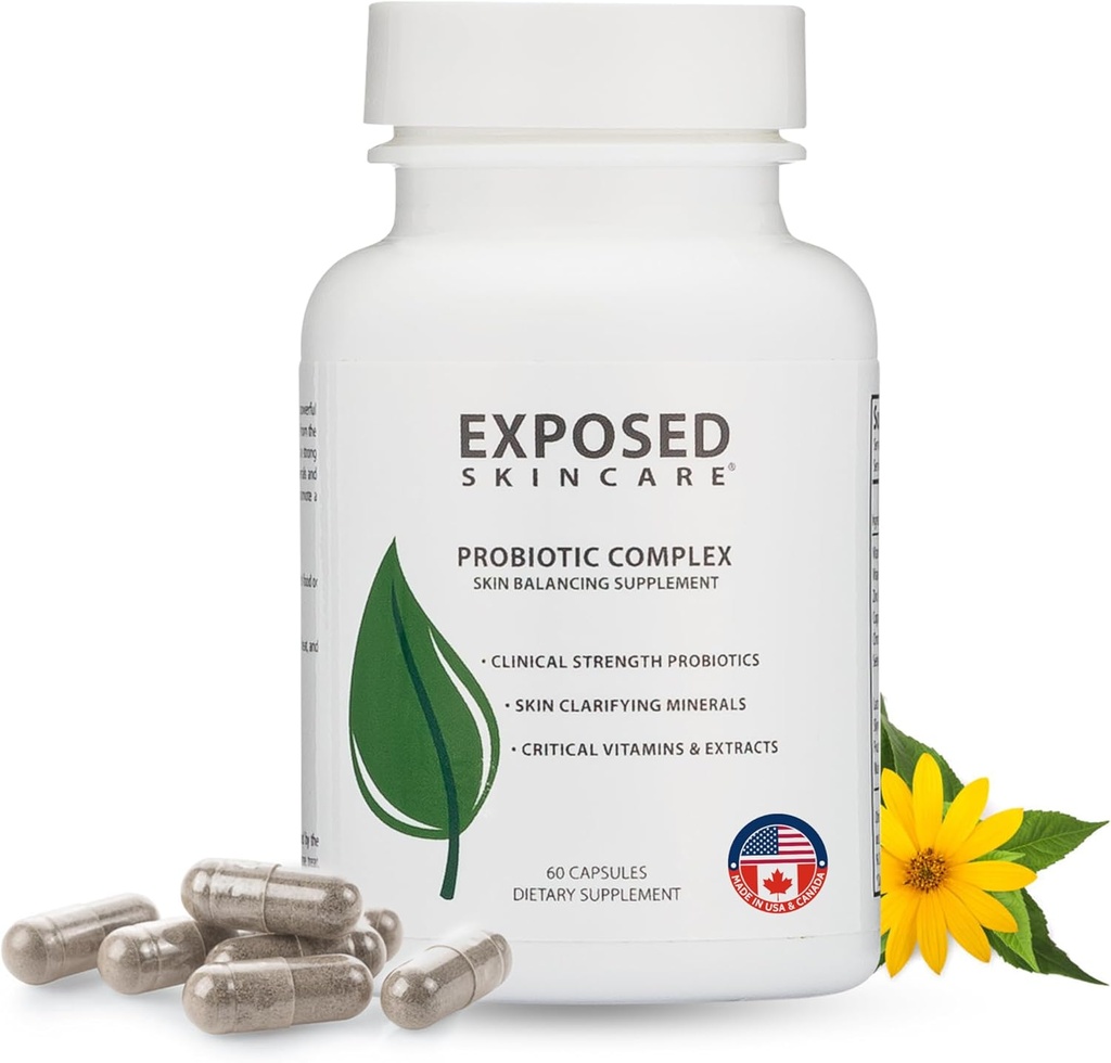Εκτιθέμενη φροντίδα του δέρματος, Probiotic Supplement Complex με 1 Δισεκατομμύριο CFU – Καθημερινή προβιοτική για την υποστήριξη του δέρματος, της κοιλιάς και του ανοσοποιητικού υγείας – Digestive Wellness Formula για άνδρες και γυναίκες – Μη ΓΤΟ, 60 κάψουλες