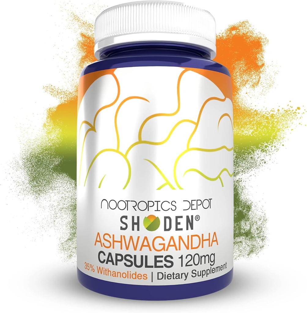 Nootropics Depot Shoden Ashwagandha Extract Capsules | 120mg | 90 Count | 35% Withanolides