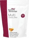Μπαριατρικό Πλεονέκτημα Multi Chewy Bite - Μαλακή Μασά Πολυβιταμίνη για Βαριατρική Χειρουργική Ασθενείς - Μασώμενη Πολυβιταμίνη με Φολικό Οξύ, Βιταμίνη D3 & More - Τροπική Γεύση Πορτοκαλιού - 60 Count
