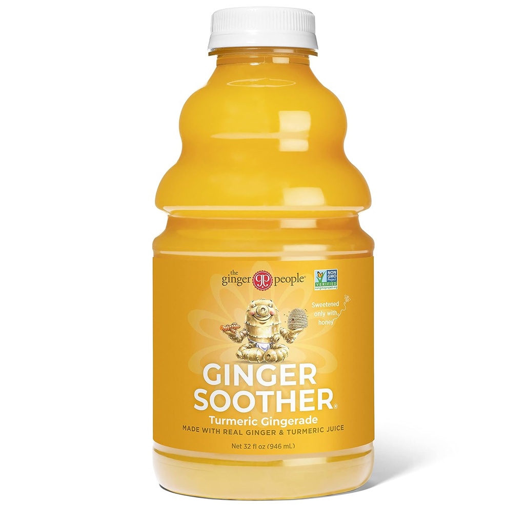 The Ginger People -Ginger Soother Turmeric Gingerade – Soothing Comfort, Real Turmeric and Ginger Juice, Sweetened only with Honey, Simple Ingredients, Enjoy Hot or Cold - 32 Oz (Pack of 1)
