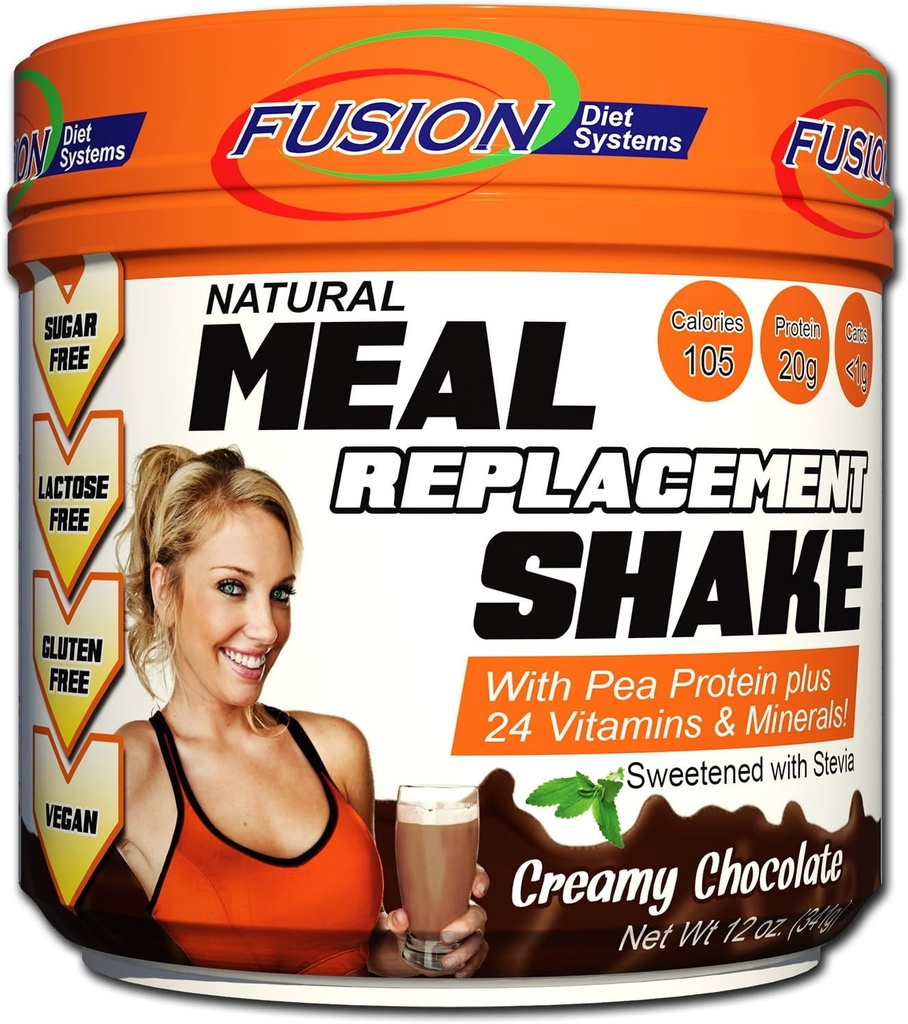 Fusion Plant Based Vegan Meal Replacement Protein Powder – Creamy Chocolate Flavor, Best Pure Raw Complete Sports Performance Shake, Gluten-Free, Sugar-Free, 10 Servings, by Fusion Diet Systems