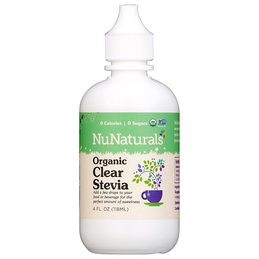 NuNaturals σαφές εκχύλισμα Stevia, Plant-based γλυκαντικό, πλαστικό μπουκάλι, 4 oz