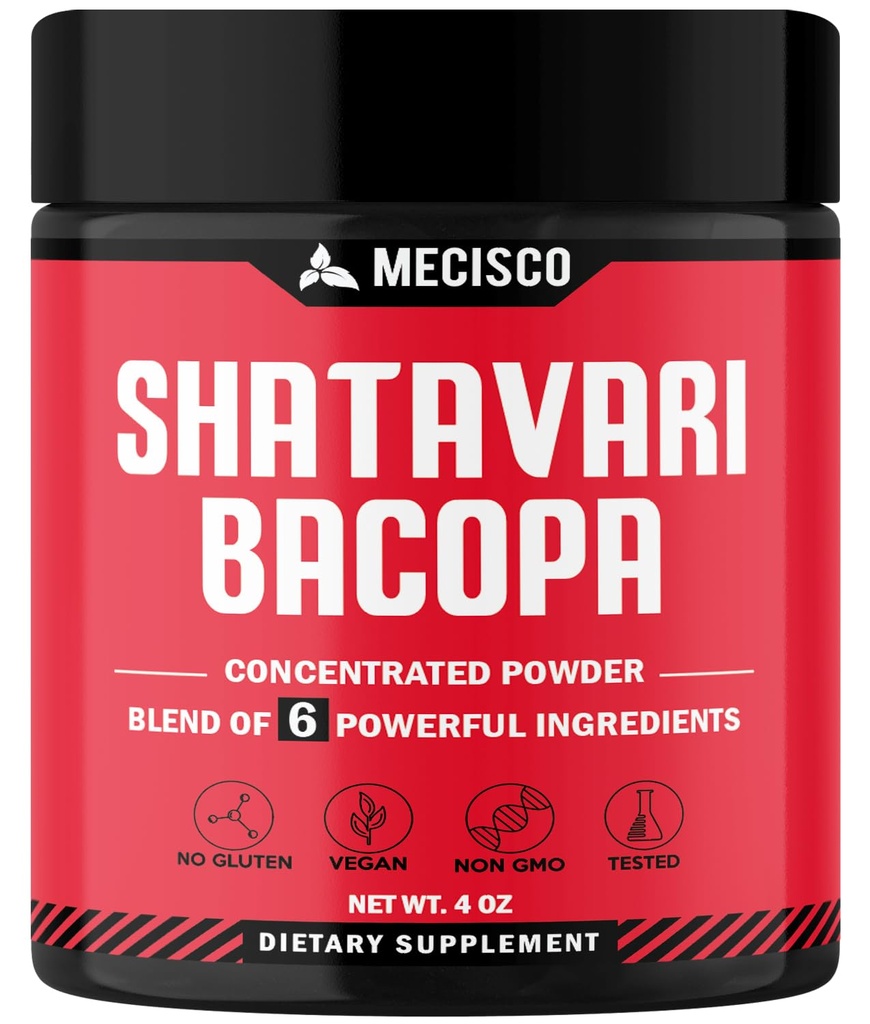 6in1 Shatavari Powder Organic - Αναμειγνύεται με Shatavari Root, Bacopa Monnieri, Ashwagandha Root, Vitex Berry, Fenugreek & Black Pepper - Υποστηρίζει την αναζωογόνηση, προωθεί την ενέργεια & τη ζωτικότητα - 4 Oz