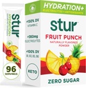 Stur Electrolytes Powder Hydration Packets | Fruit Punch | Sugar Free Water Flavor Packets for Workout Recovery | High Antioxidants & B Vitamins | Keto, Vegan, Non-GMO, Paleo, 96 Packets