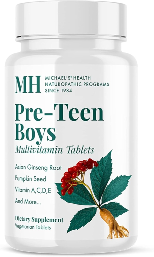 Προγράμματα Νευροπαθητικής Υγείας του MICHAEL Pre-Teen Boys Daily Multivitamin - 60 Vegetarian Tablets - με Ανδρικό Βότανο - Kosher - 60 Servings