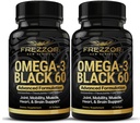 FREZZOR Omega 3 Μαύρο για Κοινή Φροντίδα & Άνεση - Νέα Ζηλανδία Πράσινο Lippped Καψάκια Λάδι Μύδια; 53x Υψηλότερη Ικανότητα με UAF1000+ Σούπερ Αντιοξειδωτικό, Χωρίς Αλιευτική Επίγευση, 60 Κόμης (Pack of 2)