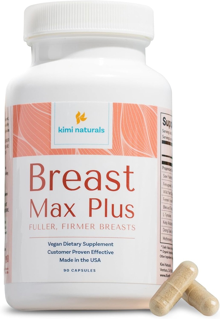 KIMI Naturals Breast Max Plus - Breast Enhancement Pills l Enhancer Supplement for Fast Growth and Bigger Bust l Enlargement Formula to Increase Firmness, Perkier, and Fuller Bob l 90 Capsules