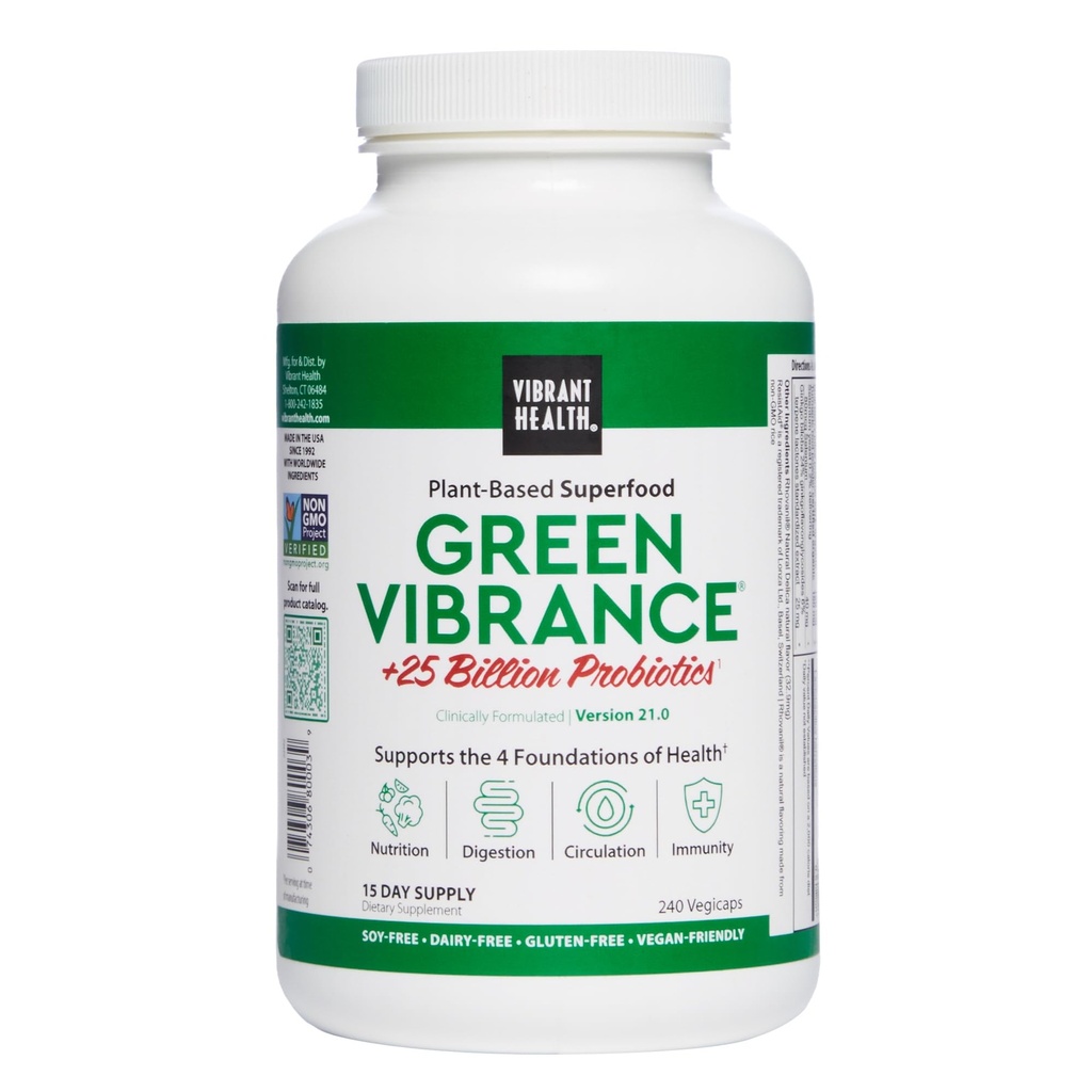 Ζωηρή Υγεία, Πράσινη Δόνηση, Vegan Superfood Χάπια, 240 Count (Pack of 1)