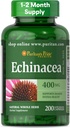 Puritan's Pride Premium Echinacea Φυσικό ολόκληρο βοτανικό συμπλήρωμα 400mg, Συμπλήρωμα διατροφής για την υγεία, υποστήριξη ανοσοποιητικού συστήματος, 200 κάψουλες ταχείας απελευθέρωσης