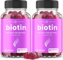 NutraChamps Sugar Free Biotin Gummies 10000mcg [High Potency] - Healthy Hair, Skin & Nails for Women, Men & Kids - 5000mcg in Each Gummy - Vegan Hair Health Vitamins Supplement - Raspberry (2-Pack)