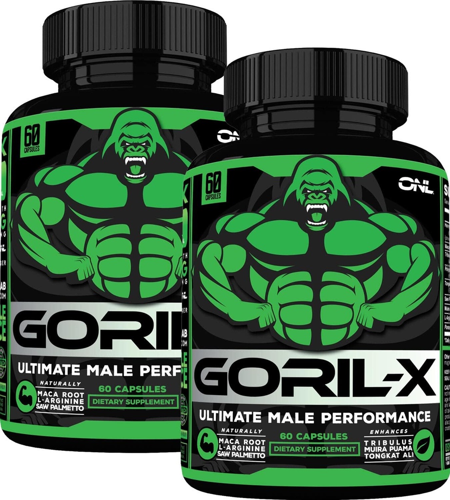 Testosterone Booster συμπλήρωμα για τους άνδρες - Goril X προπόνηση αρσενικά χάπια ενίσχυσης 1000mg - Αύξηση μεγέθους, δύναμης & ενέργειας - με Horny κατσικίσιο ζιζάνιο, Tongkat Ali & Tribulus Terrestris - 60 κάψουλες (2pk)