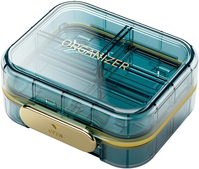 1 Pack Travel Pill Organizer, 7 Διαμερίσματα Pill Box, Καθημερινή Φορητή θήκη χάπι για να κρατήσει βιταμίνες, 3 Inches Pill Container για Pocket Purse Medicine Organizer