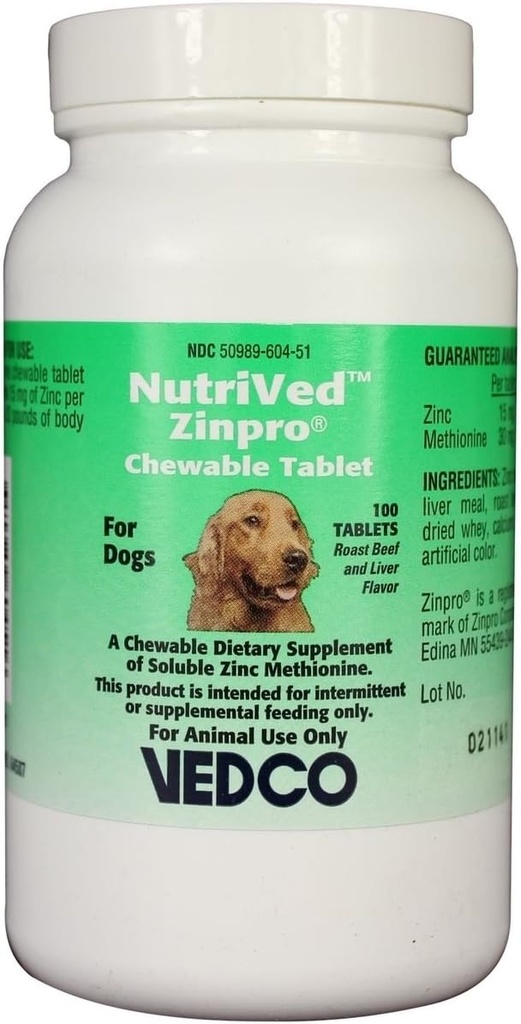 NutriVed ZinPro Μασώμενα δισκία για σκύλους (100 αριθμός)