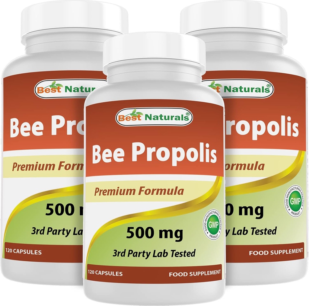 Best Naturals Bee Propolis 500 mg 120 Κάψουλες (120 Count (Pack of 3))
