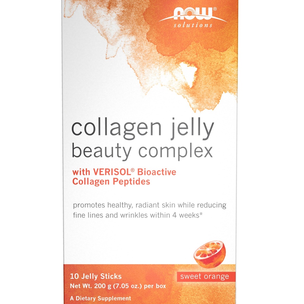 NOW Foods Solutions, Collagen Jelly Beauty Complex, Γλυκό Πορτοκαλί Γεύση, 10 Jelly Sticks