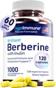 AgeImmune Berberine 1000mg Supplement Complex with Inulin Prebiotic - Κάθε Καψάκιο Περιέχει Berberine 500mg - Γιατρός Formulated Συμπληρώματα για Υψηλή Απορρόφηση.