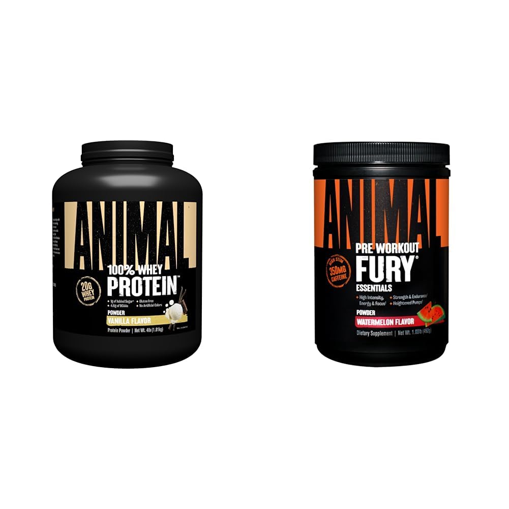Ζώο 100% Whey Protein Powder Vanilla 4lb Bundle Fury Pre Workout Συμπλήρωμα σκόνης Watermelon 16.96oz