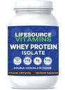 LifeSource Vitamins 3 λίβρες - ΗΠΑ Γαλακτοκομικές αγελάδες Grass Fed Whey Protein Isolate - Διπλή σοκολάτα Fudge γλυκασμένη w / Stevia - 3 λίβρες σκόνη