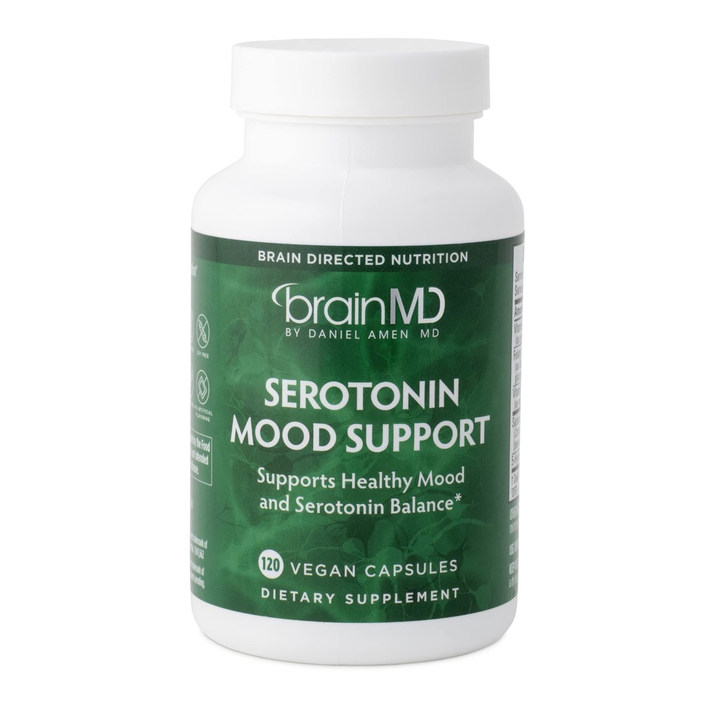 BRAINMD Dr Amen Serotonin Mood Υποστήριξη - 120 κάψουλες - Υποστηρίζει υγιή ισορροπία σεροτονίνης - Χωρίς γλουτένη - 30 εξυπηρετούν