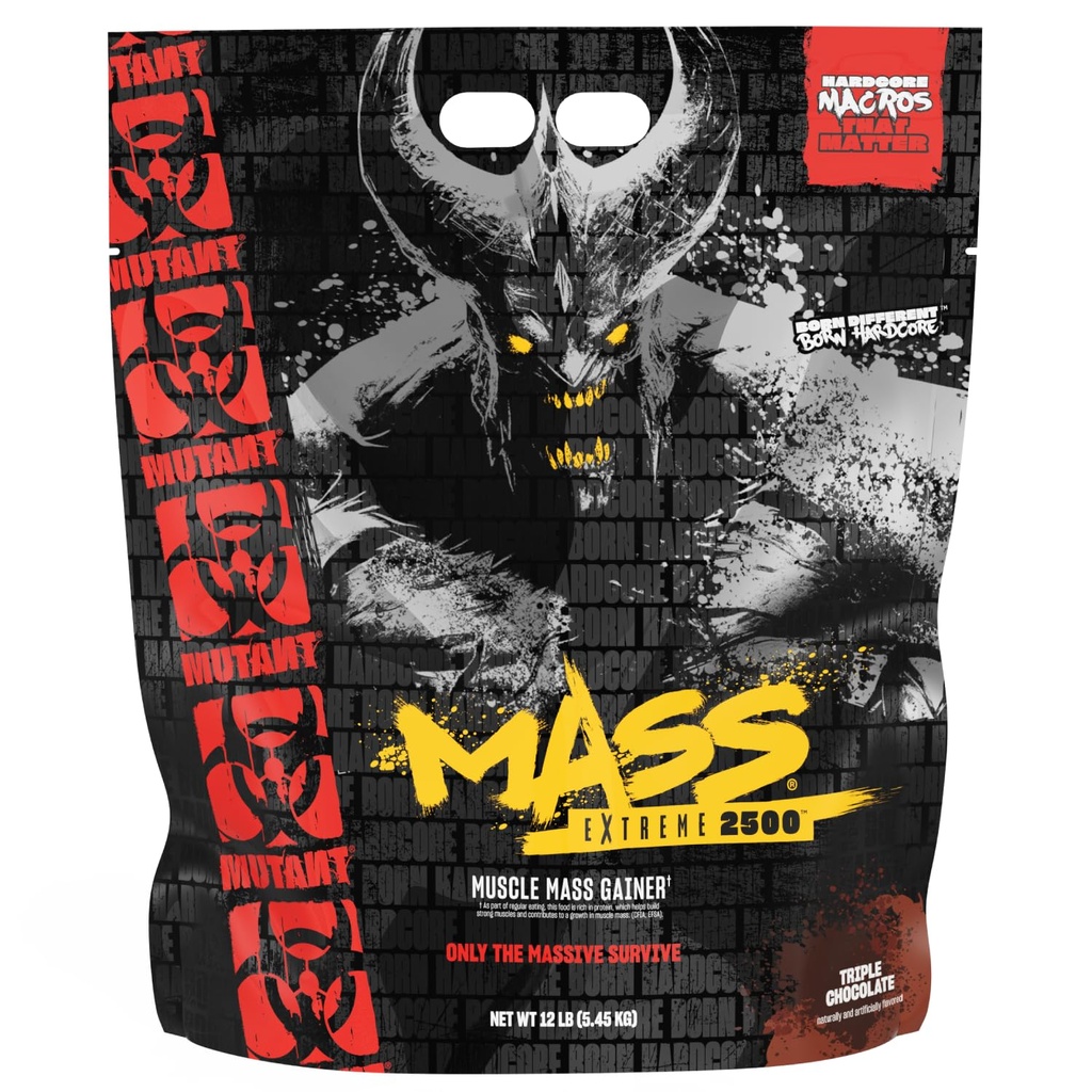 Μάζα Mutant Extreme Gainer – Whey Protein Powder – Κατασκευάστε το μέγεθος των μυών και τη δύναμη – Υψηλή πυκνότητα Καθαρές θερμίδες (Τρίκλινη σοκολάτα, 12 lbs)