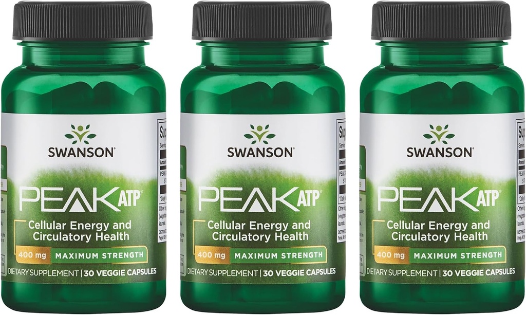 Swanson Μέγιστη δύναμη κορυφή ATP-Φυσικό συμπλήρωμα Προώθηση Cellular Ενέργεια Υποστήριξη-Υποστηρίζει τη φυσική απόδοση και προωθεί την υγιή υποστήριξη ροής αίματος-(30 κάψουλες λαχανικά, 400mg το καθένα) 3 συσκευασία
