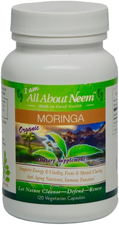 Moringa Leaf Capsules Organic American Grown 400 mg 120 Ct Energy & Μεταβολισμός Booster Made in America