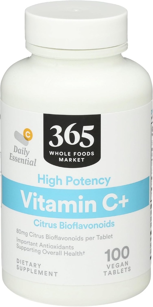 365 by Whole Foods Market, High Potency Vitamin C+, 80mg Citrus Bioflavonoids, Vegan, 100 Tablets