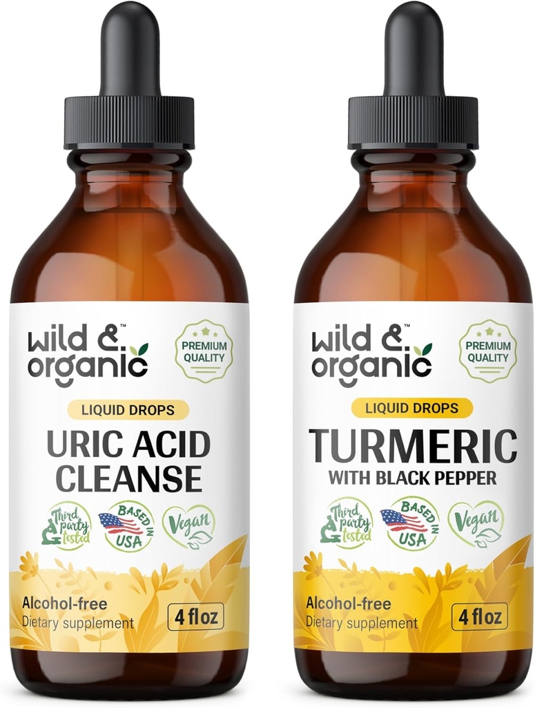 Άγρια & οργανικά Uric Acid Καθαρίστε Βάμμα 4 fl oz & Turmeric Βάμμα 4 fl oz
