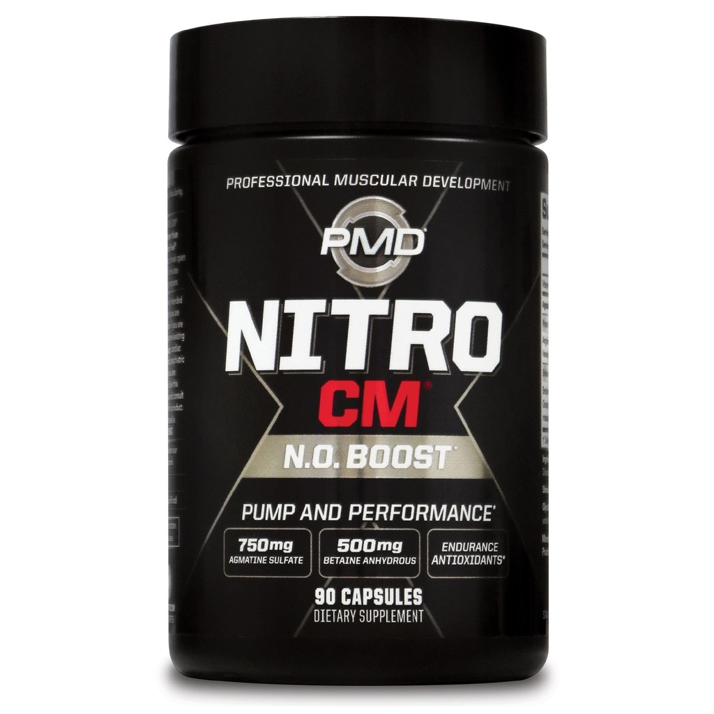 PMD Sports Nitro cm - Νιτρικό Οξείδιο με Agmatine Pre Education Supplement - Μύες Ανάπτυξη Προ προπόνηση με L Arginine - Ενίσχυση αντοχής για σκληρή άσκηση, εκπαίδευση, και Bodybuilding - 90 κάψουλες