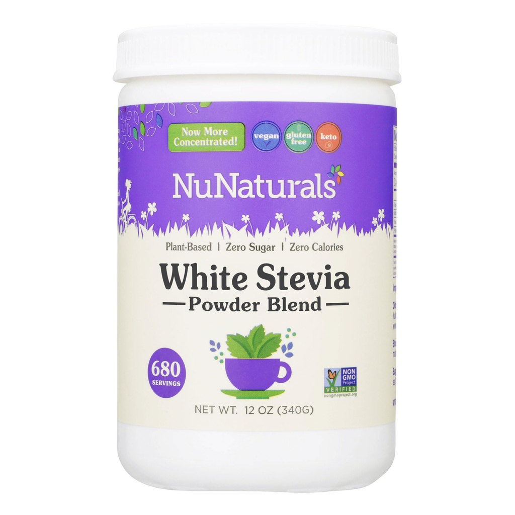 NuNaturates Λευκό μείγμα σκόνης Stevia, Plant-based Sugar Substitut, Μηδέν γλυκαντικό θερμίδων, 12 oz