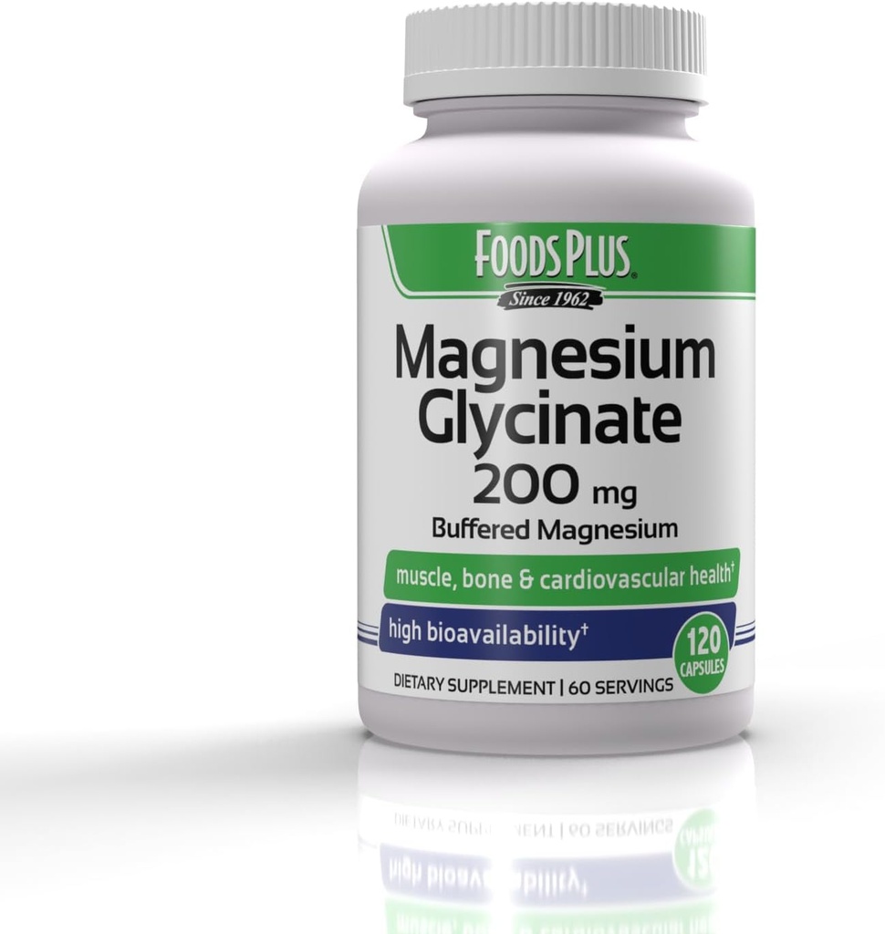 Magnesium Glycinate 200 mg per Serving, Muscle, and Cardiovascular Health, Buffered Magnesium, Health and Nutrient Metabolism, High Bioavailability, 60 Servings