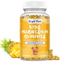 Magnesium Gummies for Kids - Συμπληρώματα Κιτρικού Μαγνησίου με Βιταμίνη Β6, L-θεανίνη, Χαμομήλι & Λεμονιά - Ήρεμο Μαγνήσιο για Παιδιά & Ενήλικες Ύπνος, Χαλάρωση, Ανανάς Γεύση 60 Gummies